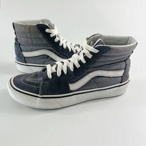 Vans Old Skool Canvas & Suede Grey Hi Top Skate Sneakers Shoes Blue Grey Women 7